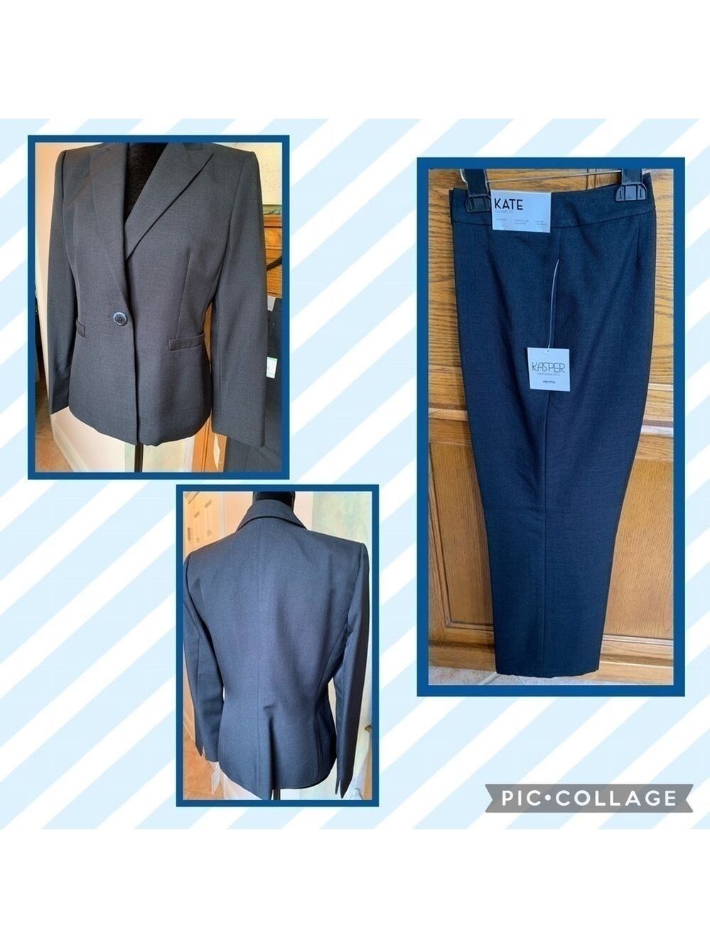 KASPER Navy Blue Pantsuit Blazer Jacket Pants